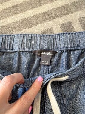 Eddie Bauer Blue Herringbone Drawstring Shorts